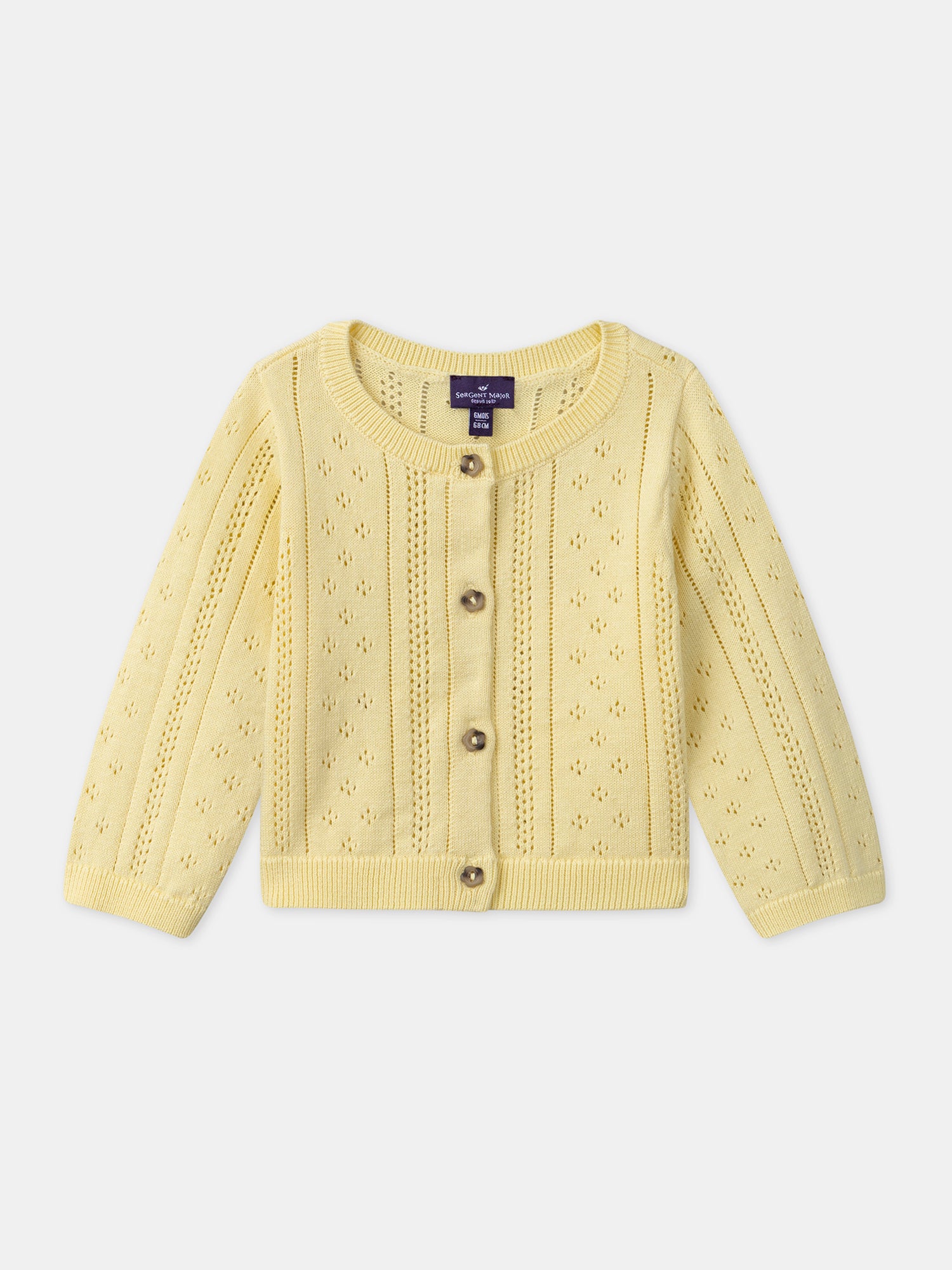 Cardigan Fille Michelle Louise – Jaune Pastel – Taille S – Coton 100% – Printemps