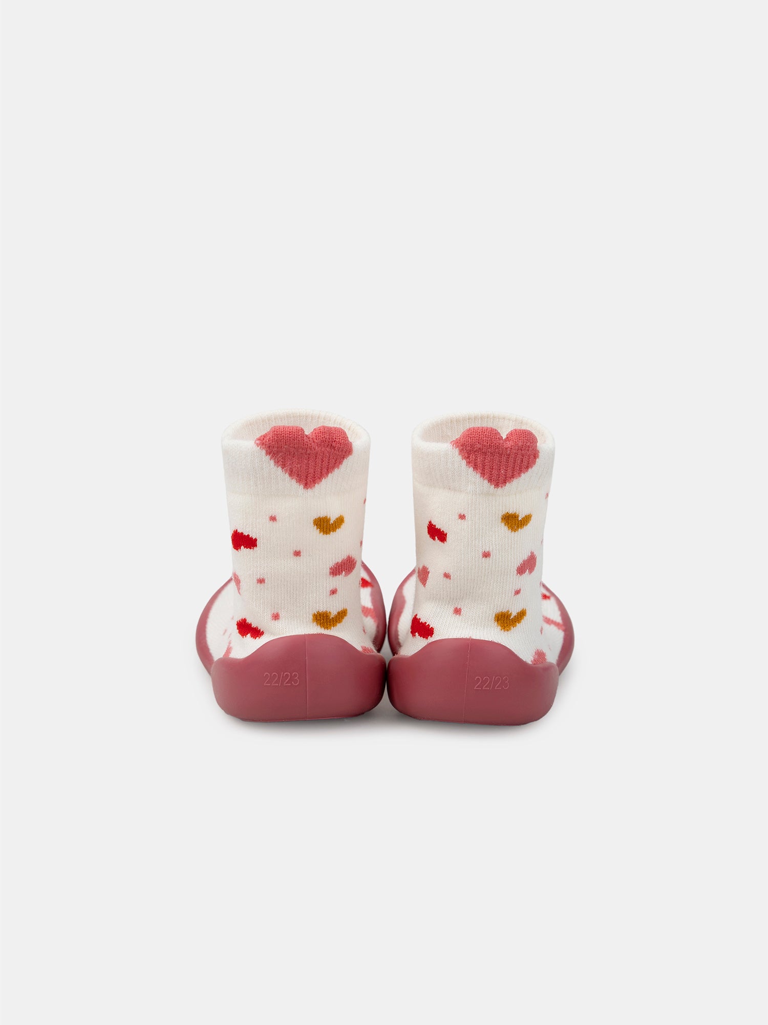 Chaussons chaussettes écru avec cœur Bébé Fille