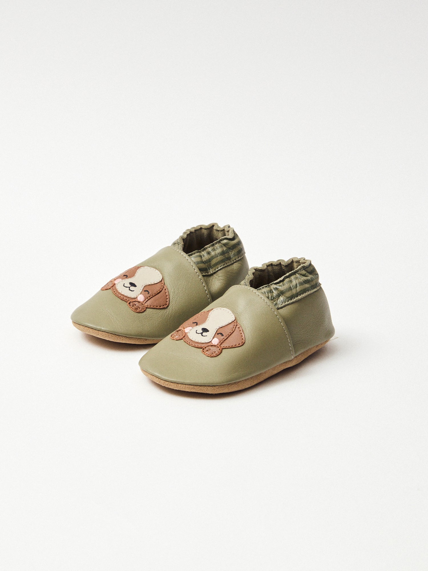 Chaussons vert avec patch tête de chien Bébé Garçon