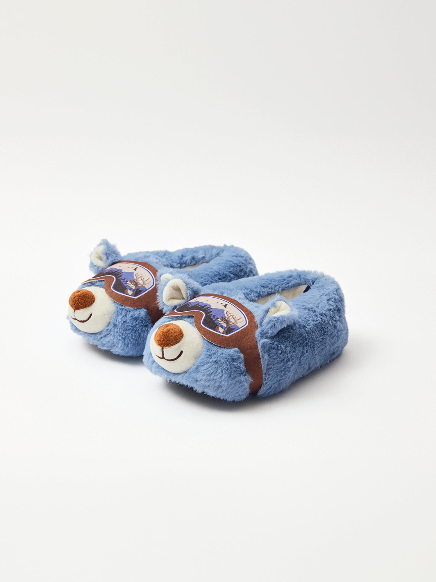Chaussons bleu tête d'ours Garçon
