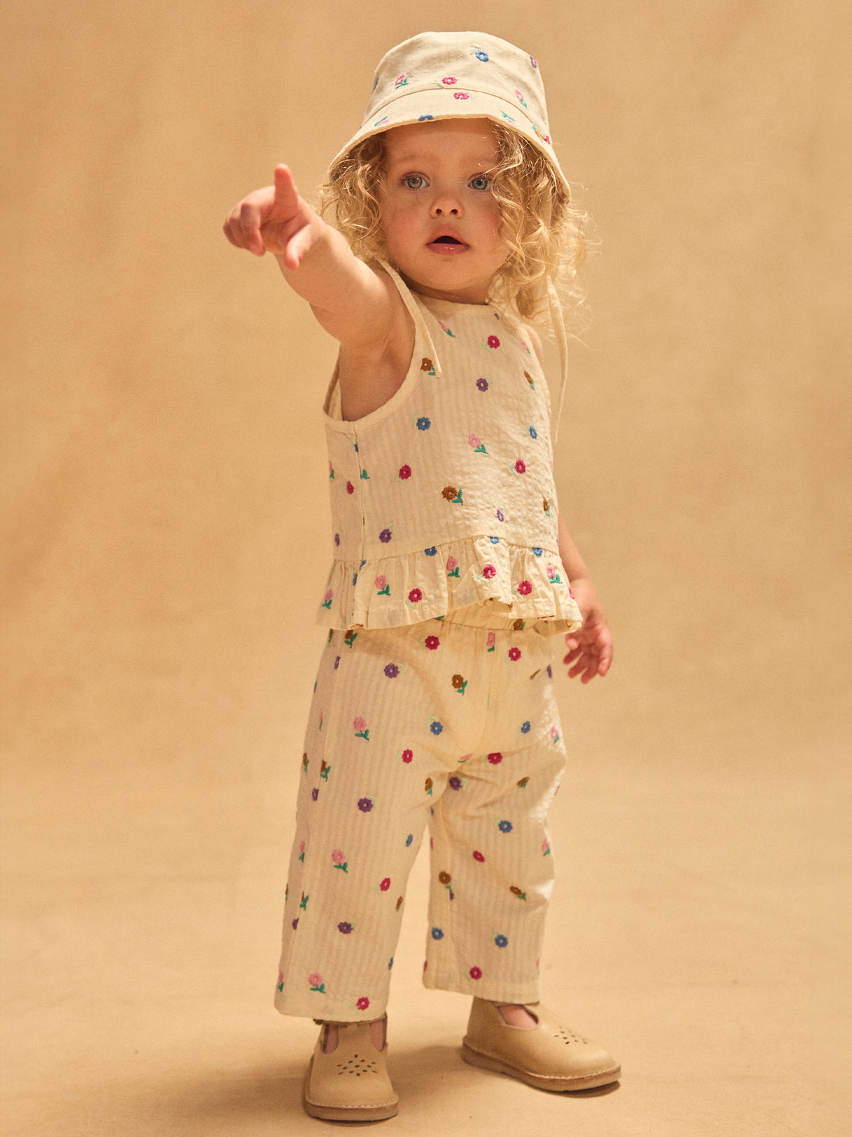 Débardeur écru à broderies fleurs Bébé Fille