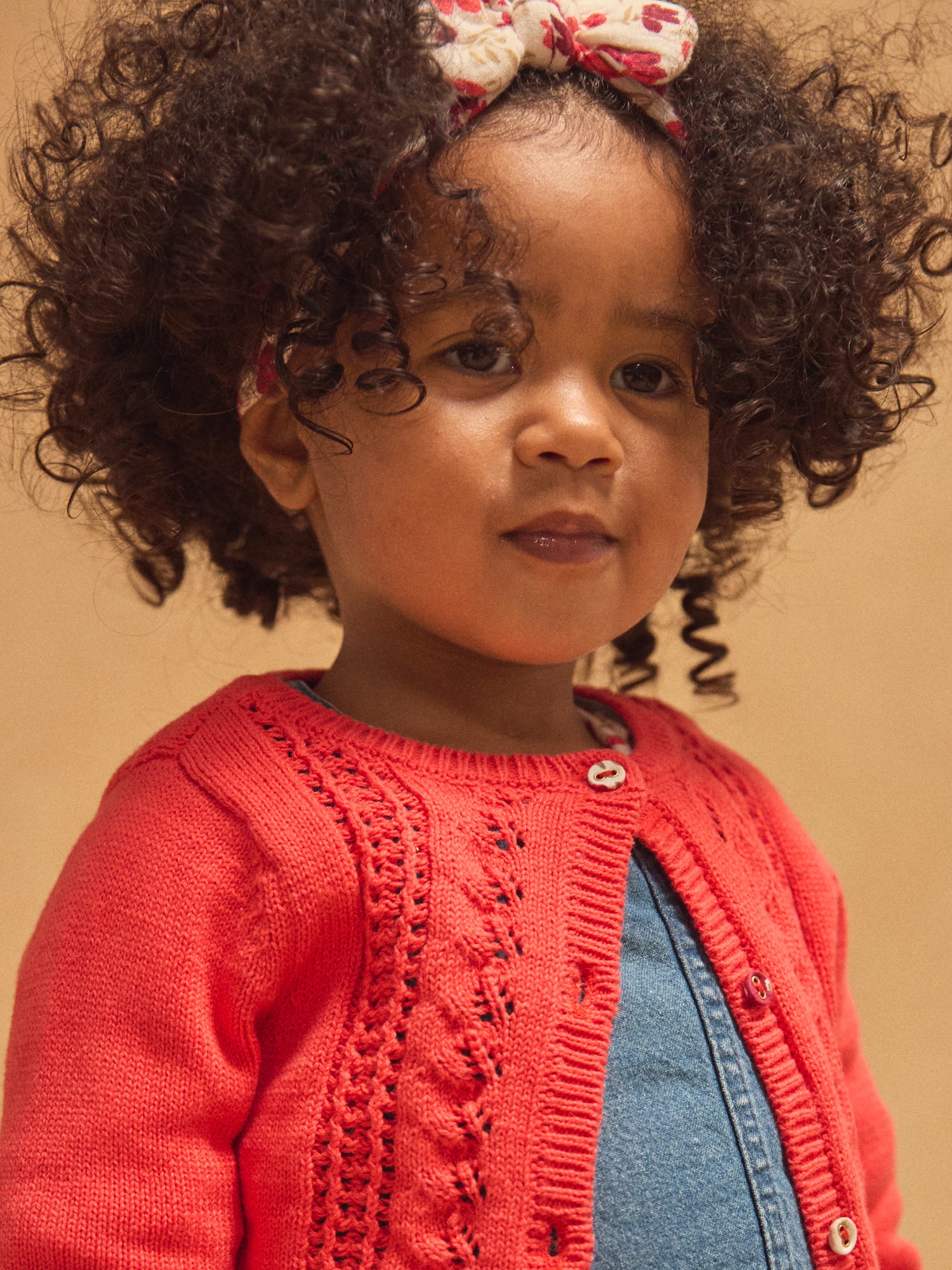 Cardigan ajouré rouge Bébé Fille