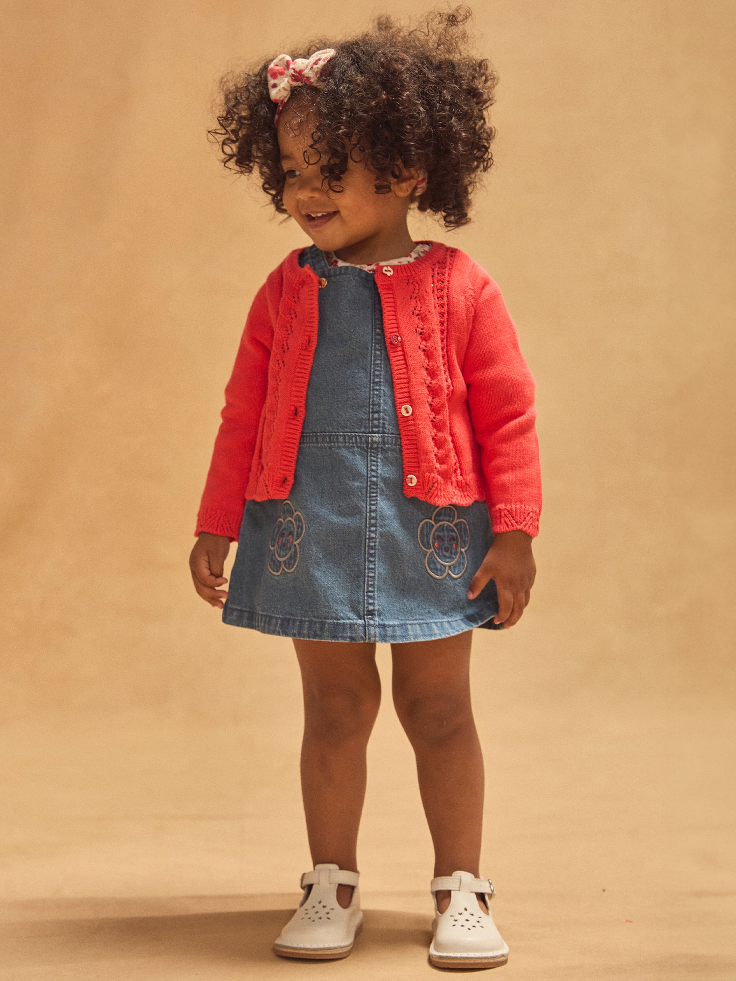 Cardigan ajouré rouge Bébé Fille