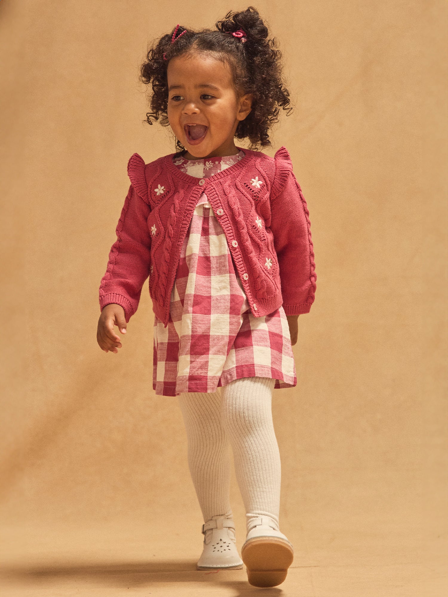 Cardigan rose à broderies fleurs Bébé Fille