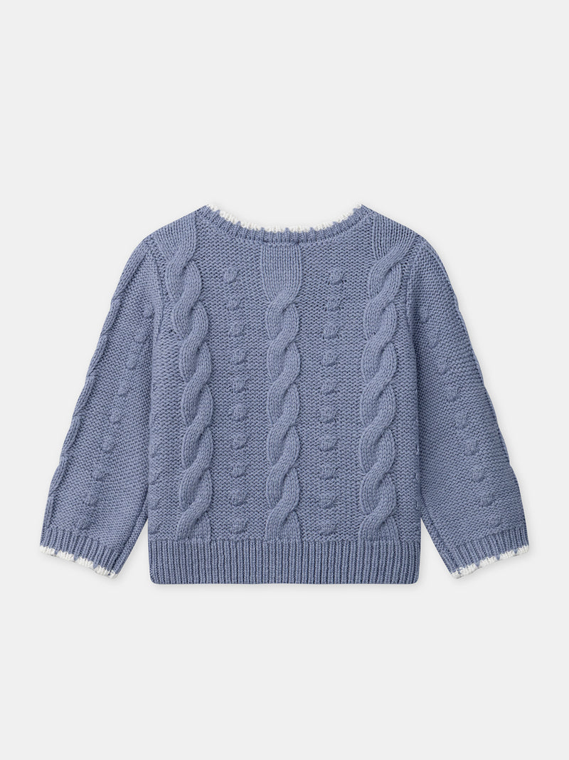 Cardigan bleu à broderie fleurs Bébé Fille