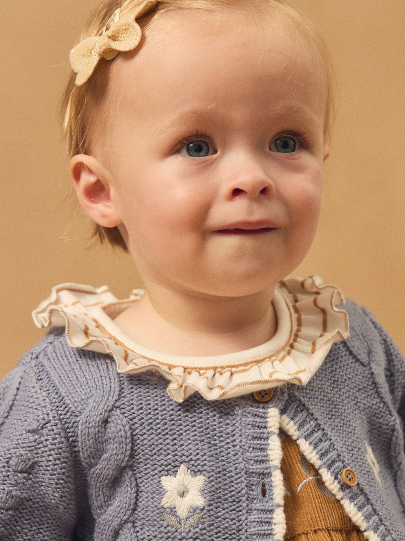 Cardigan bleu à broderie fleurs Bébé Fille