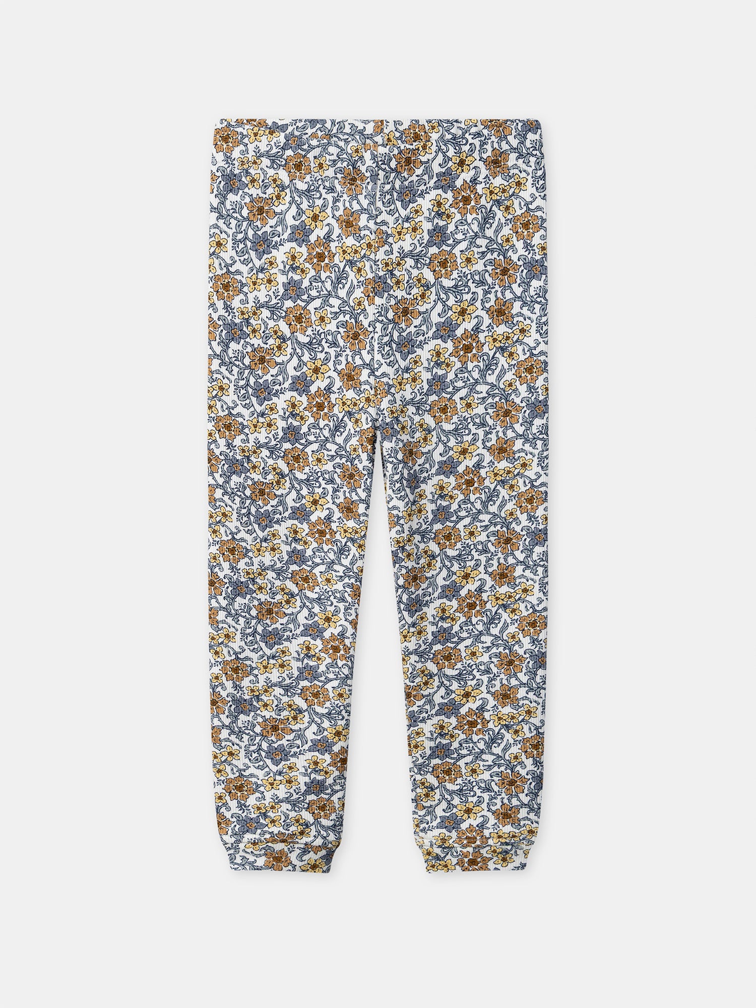 Ensemble pull bleu grisé et legging imprimé fleuri Bébé Fille