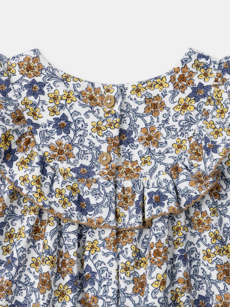 Robe imprimé fleuri en velours Bébé Fille