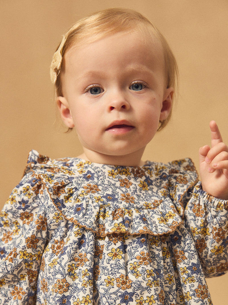 Robe imprimé fleuri en velours Bébé Fille