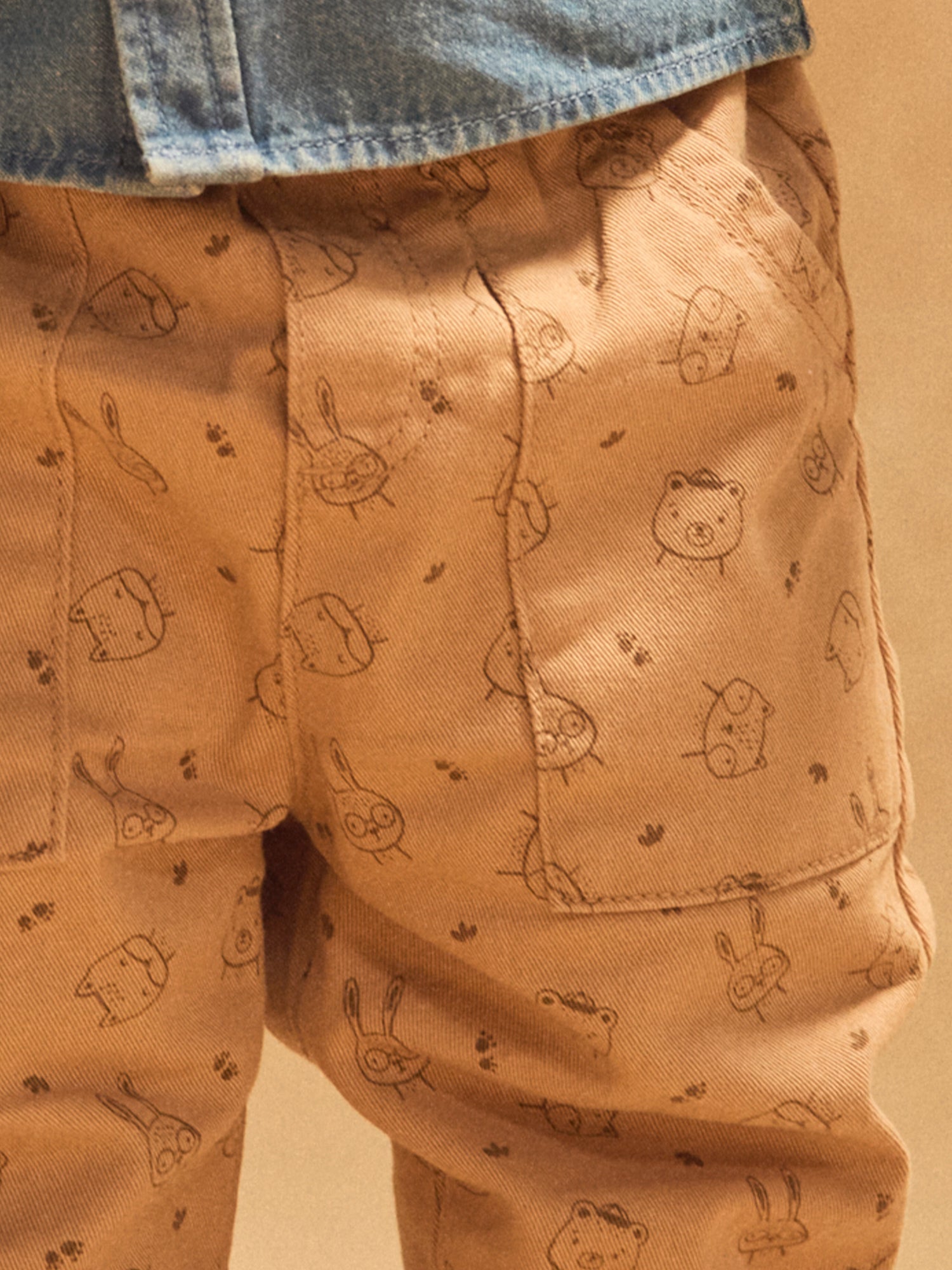 Pantalon marron clair imprimé animaux Bébé Garçon