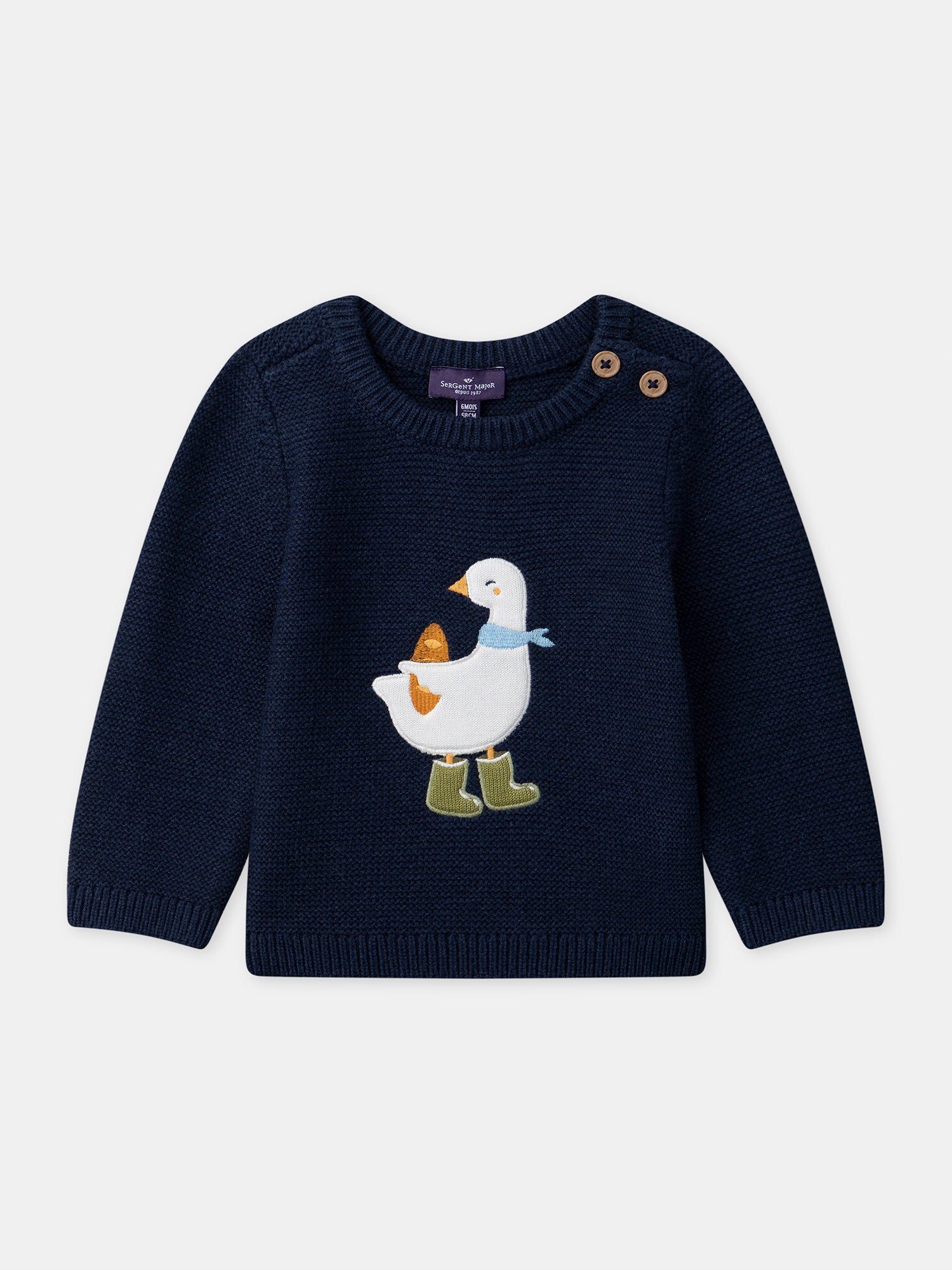 Pull bleu foncé à patch oie Bébé Garçon