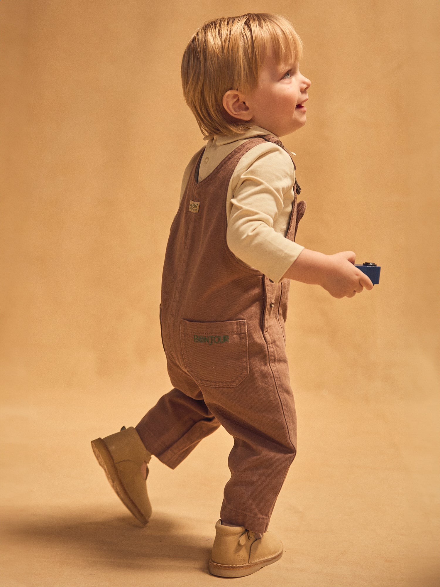 Salopette marron avec poche ours Bébé Garçon