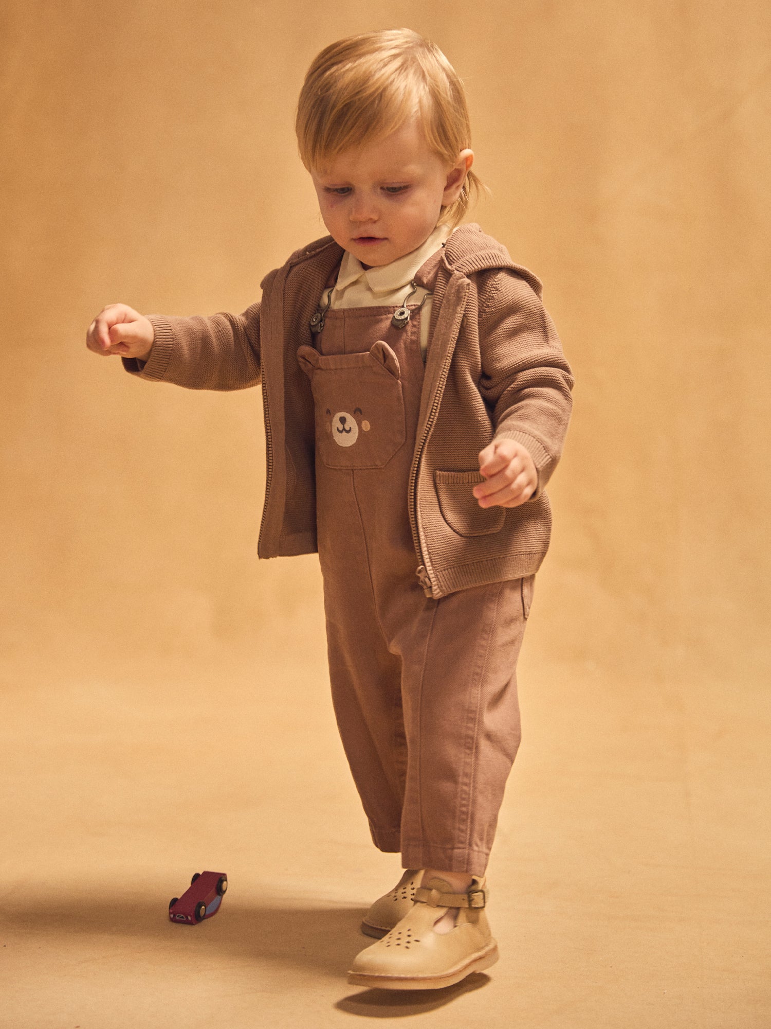 Gilet à capuche marron en tricot Bébé Garçon