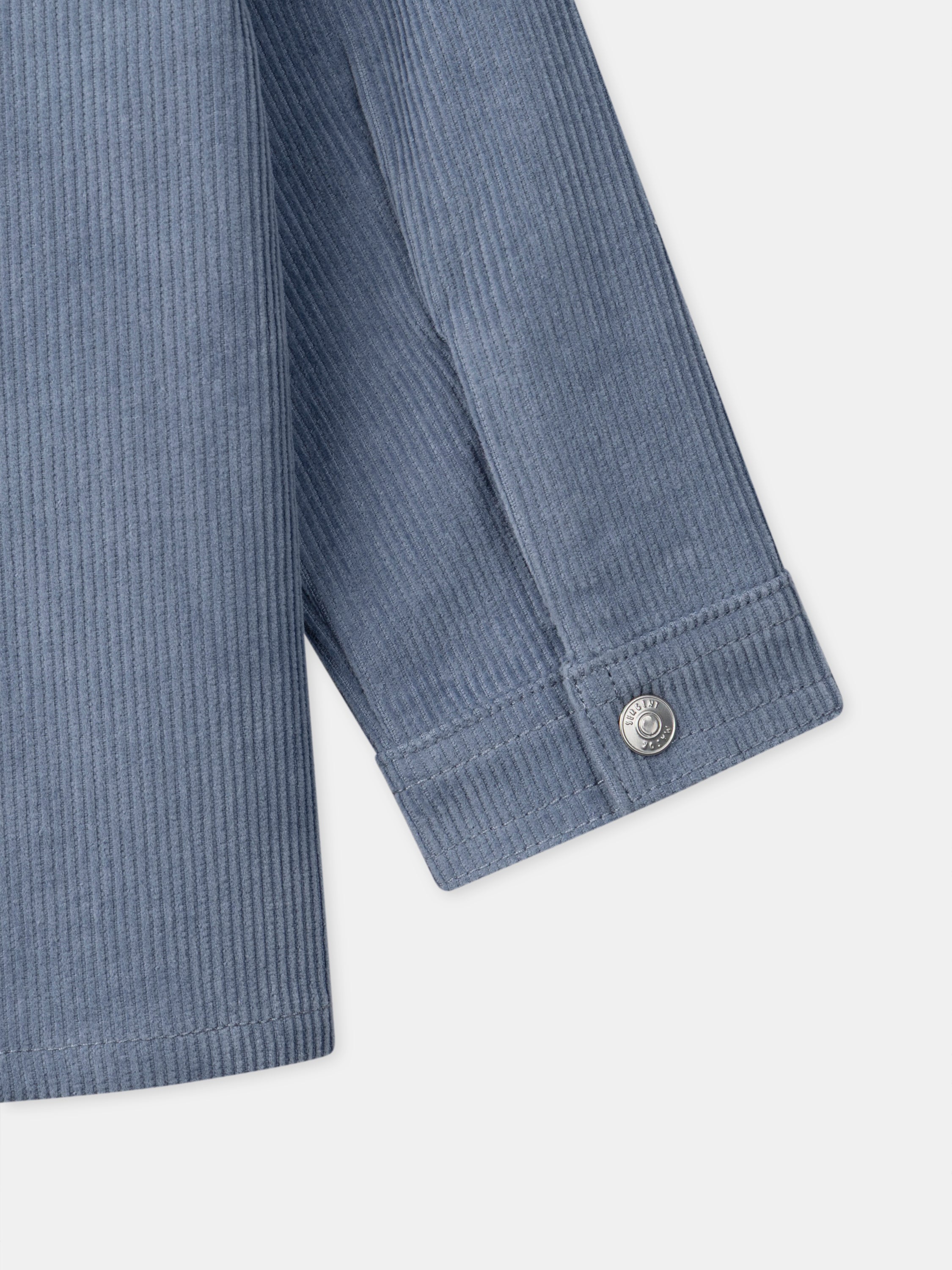 Chemise bleue grisé en velours Bébé Garçon