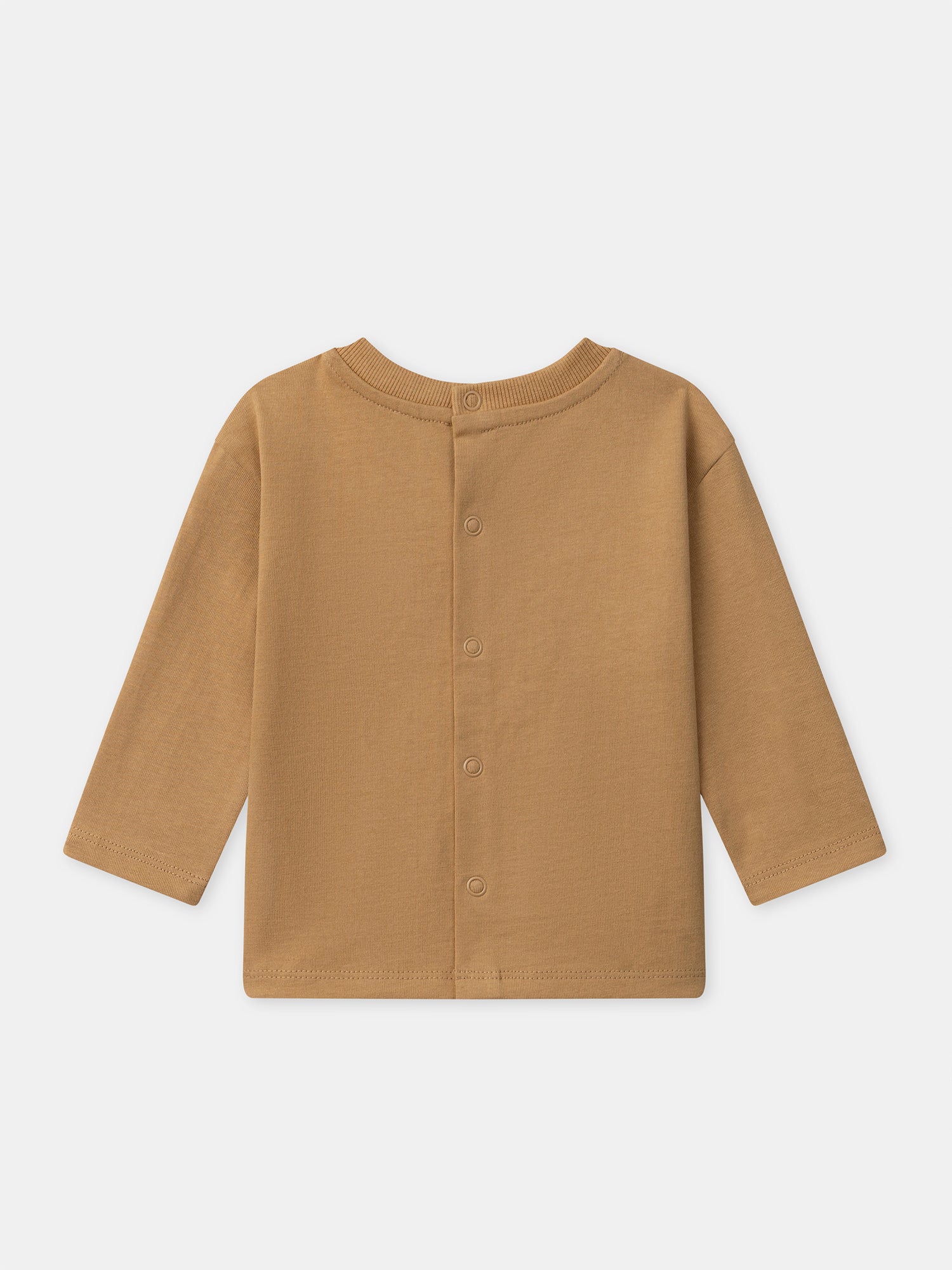 T-shirt marron à patch ours et manches longues Bébé Garçon