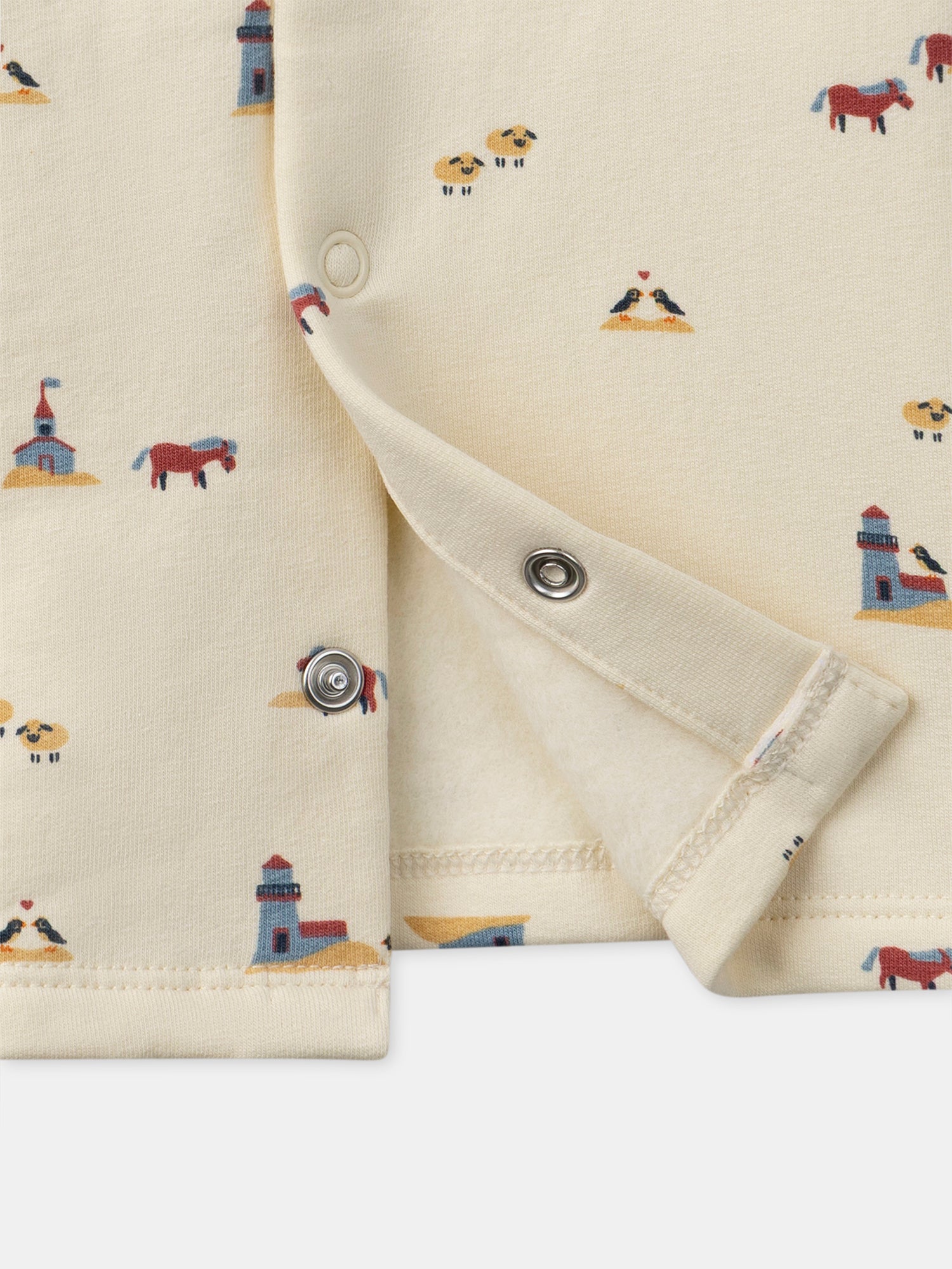 T-shirt écru imprimé animaux à manches longues Bébé Garçon