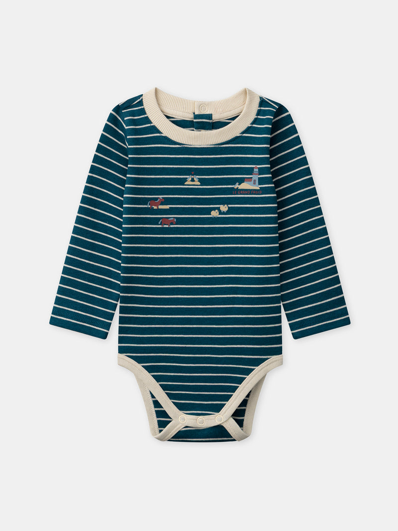 Body à rayures bleues Bébé Garçon