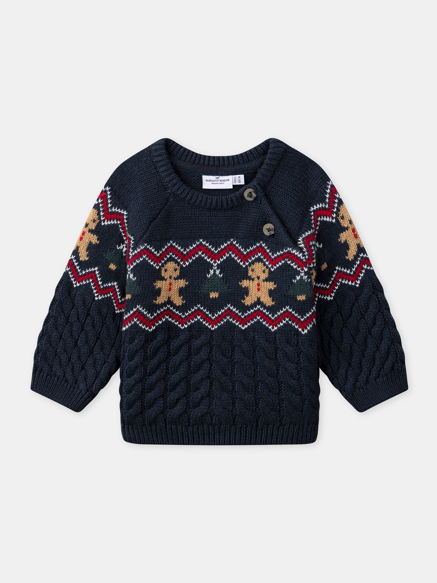 Pull Noël bleu marine à motif jacquard Bébé Garçon