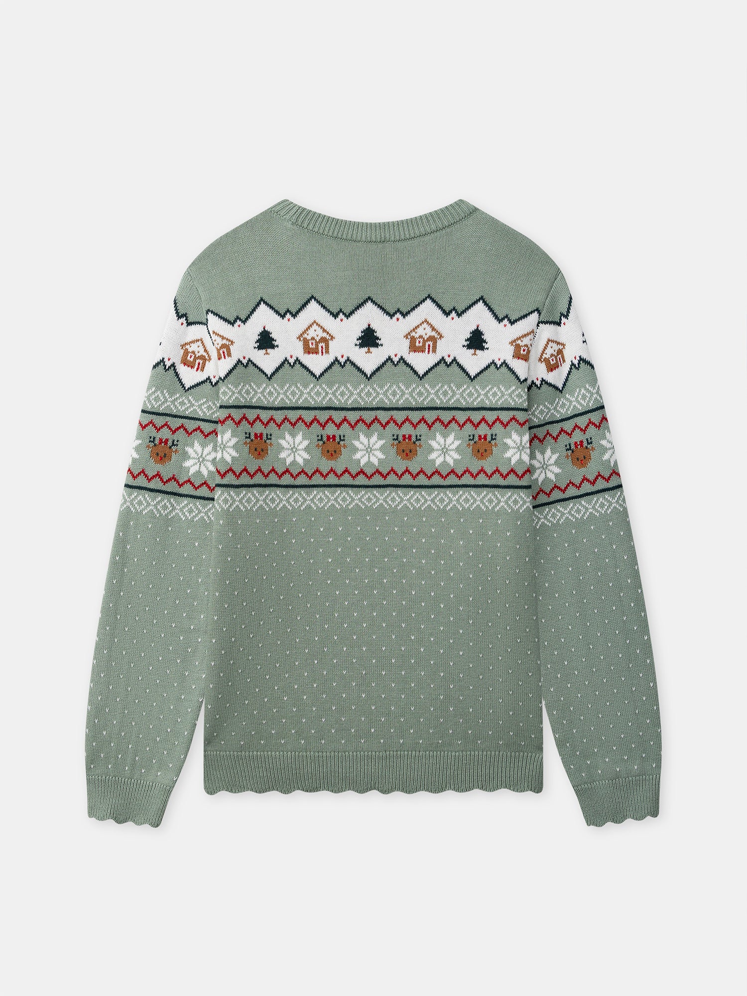 Pull de noël vert sauge Femme