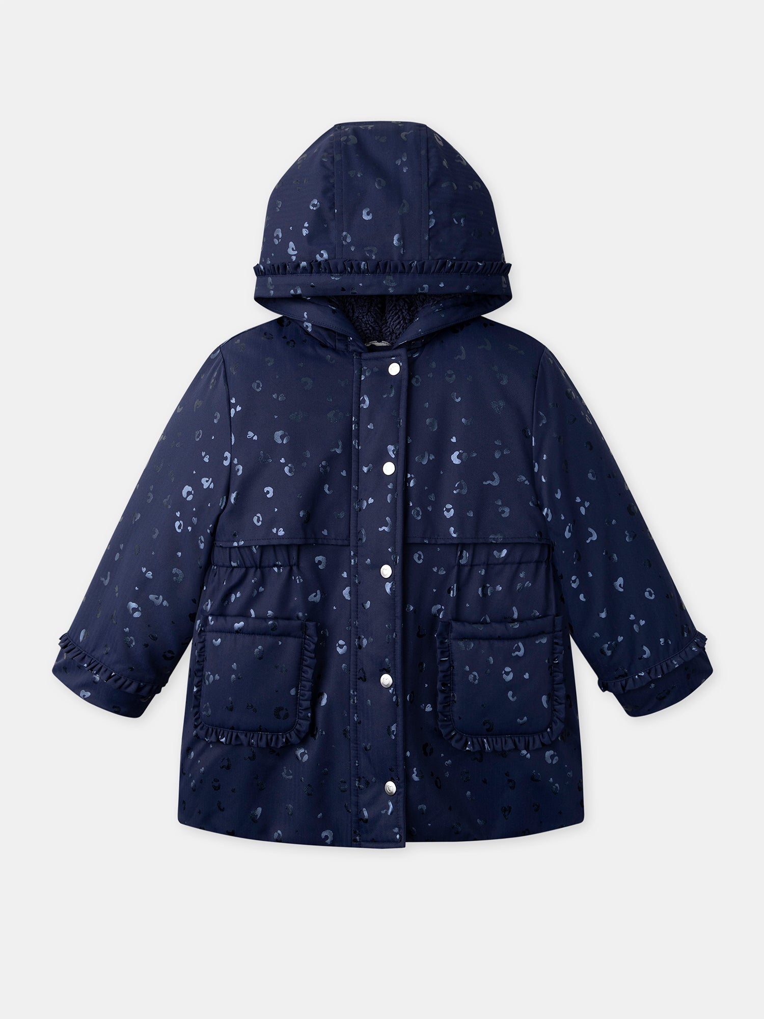 Parka Sergent Major Veste Fille Parka En Bleu Foncé Imprimé
