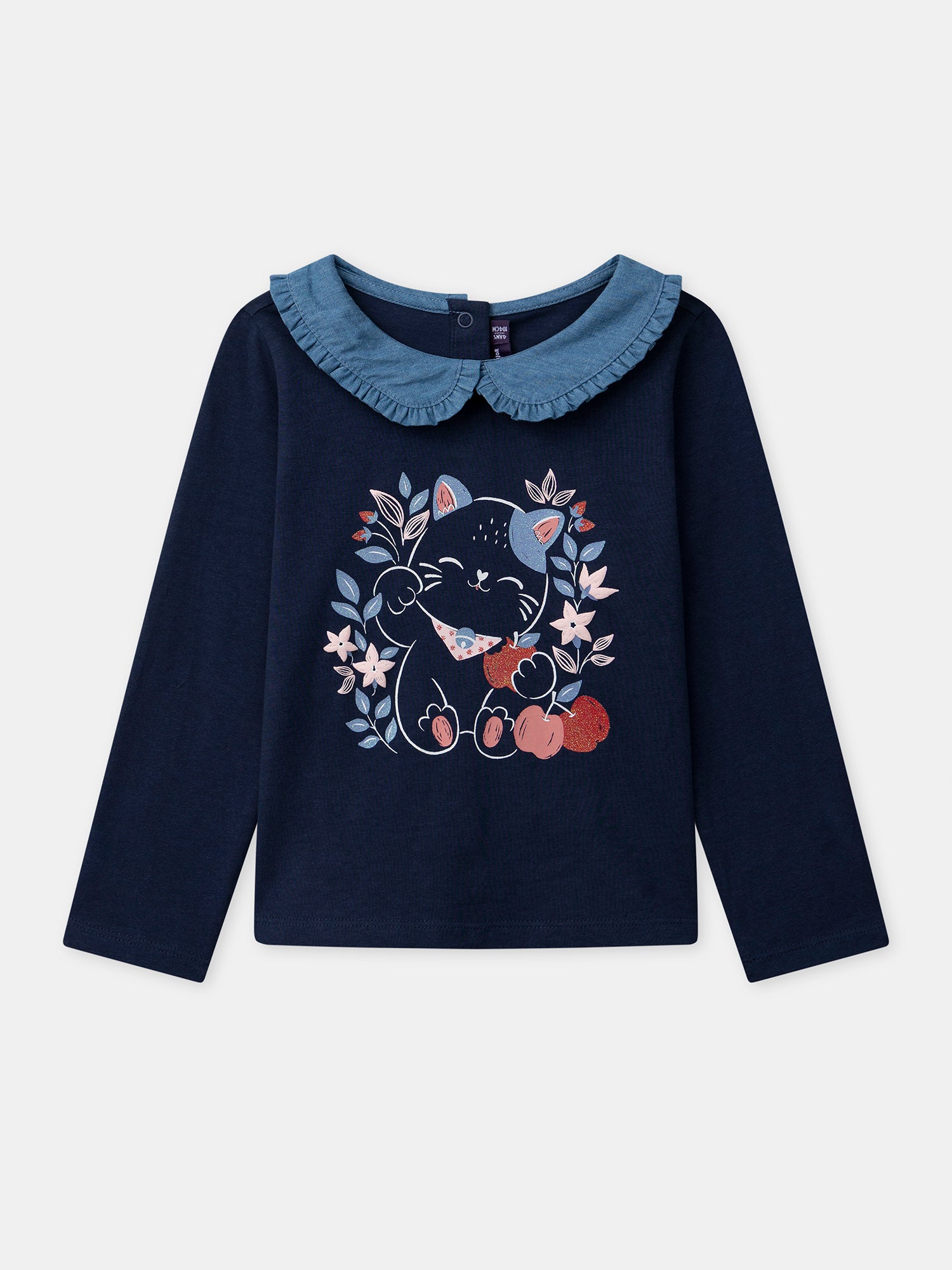 T-shirt Manches Longues Enfant - Motif Chat, Coton Doux, Coupe Confortable Pour Garçons Et Filles - 8
