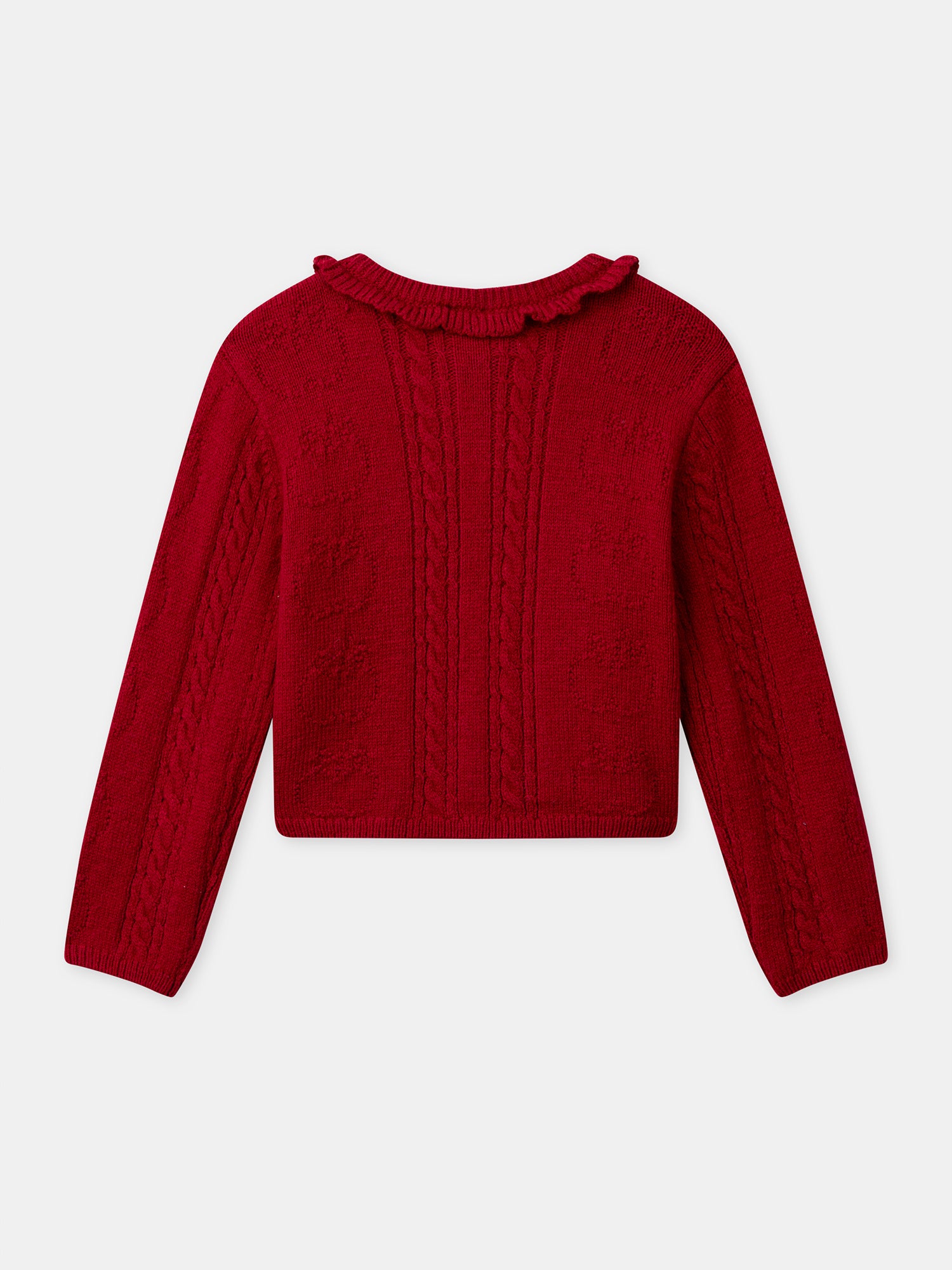 Cardigan rouge à col volant Fille