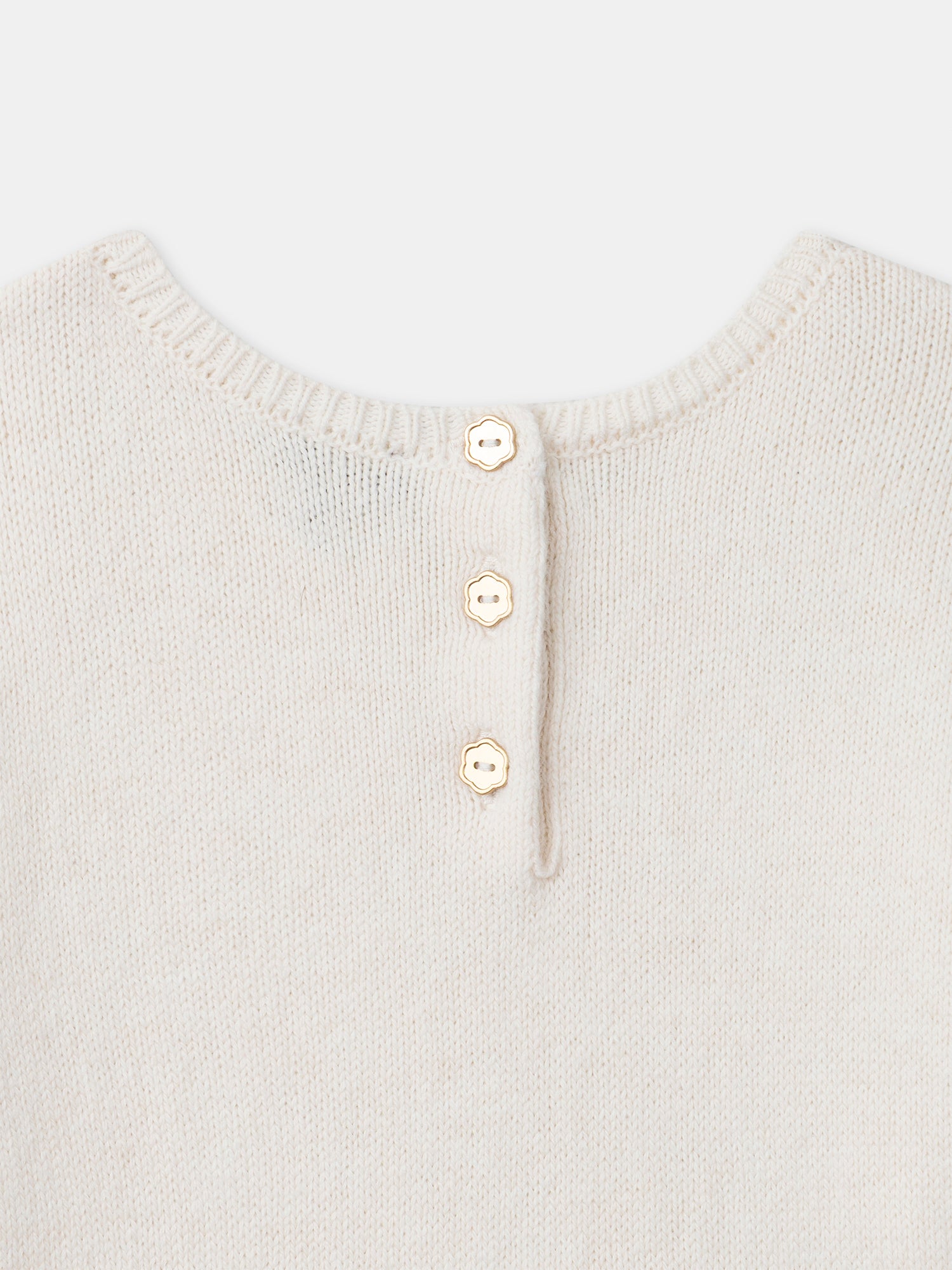 Robe bi-matière pull écru et bas imprimé fleuri Fille