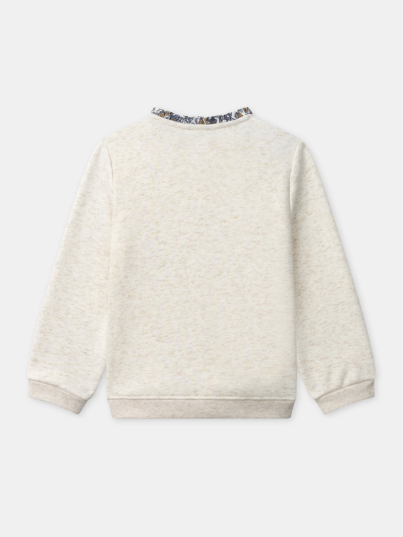 Sweat écru à broderie "Jolie Fleur" Fille