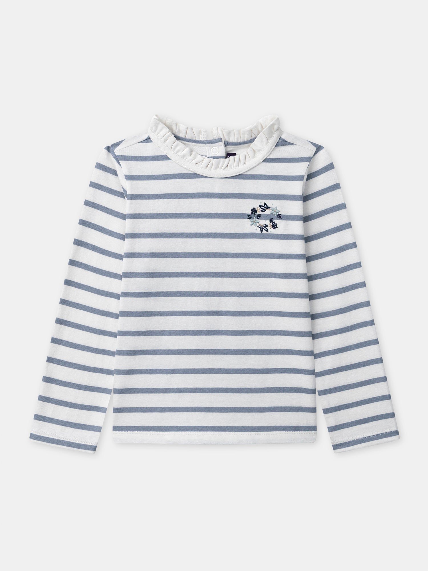 T-shirt à rayures bleues et manches longues Fille T-shirt à rayures bleues et manches longues Fille