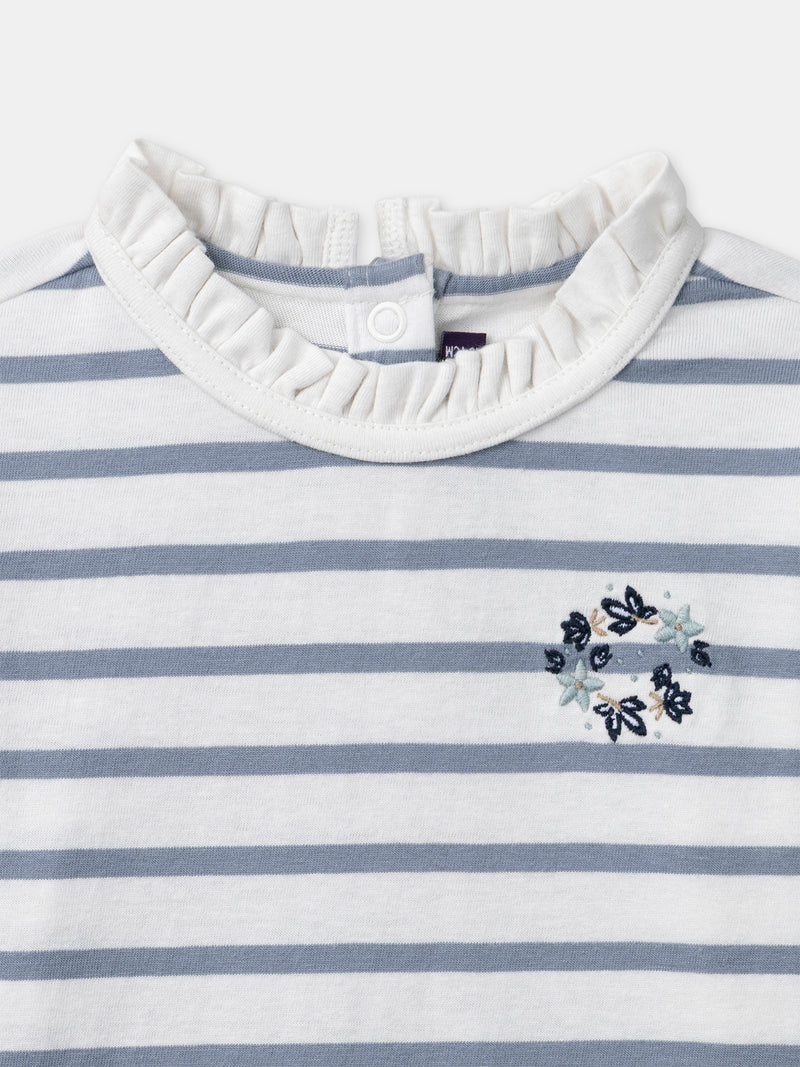 T-shirt à rayures bleues et manches longues Fille