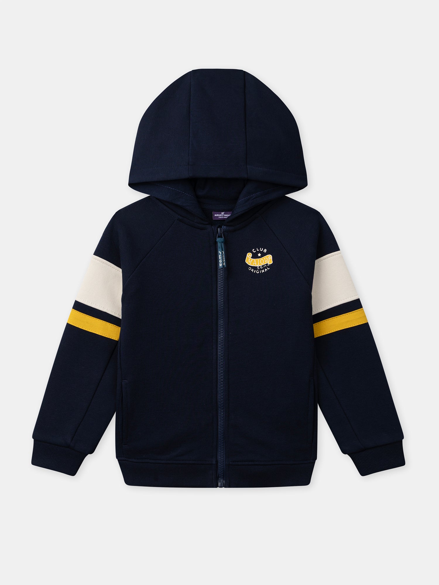 Sweat à capuche zippé bleu foncé Garçon