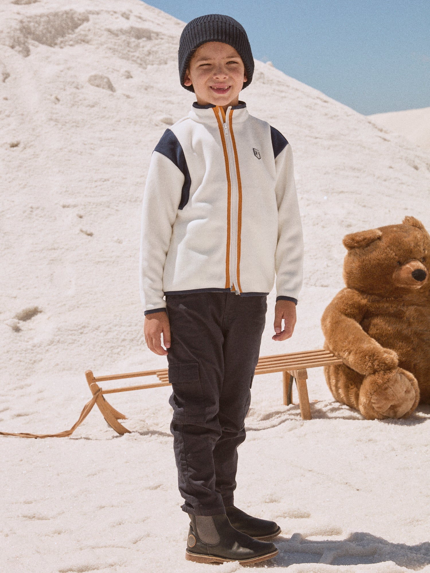 Gilet zippé blanc Garçon