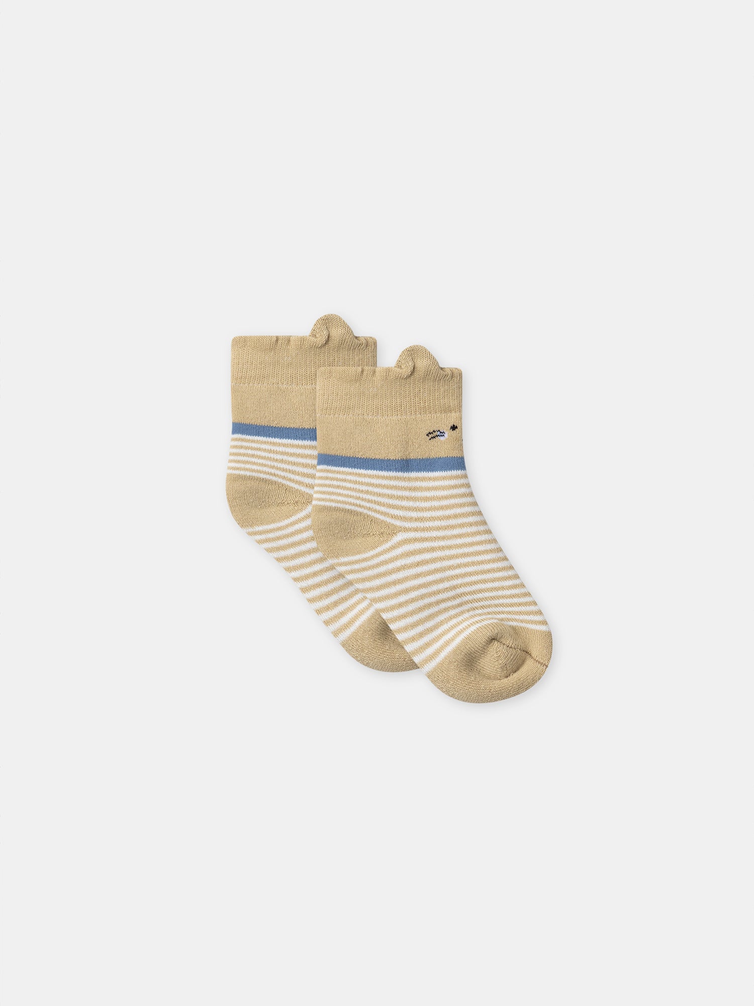 Chaussettes marrons à rayures blanches Bébé Garçon