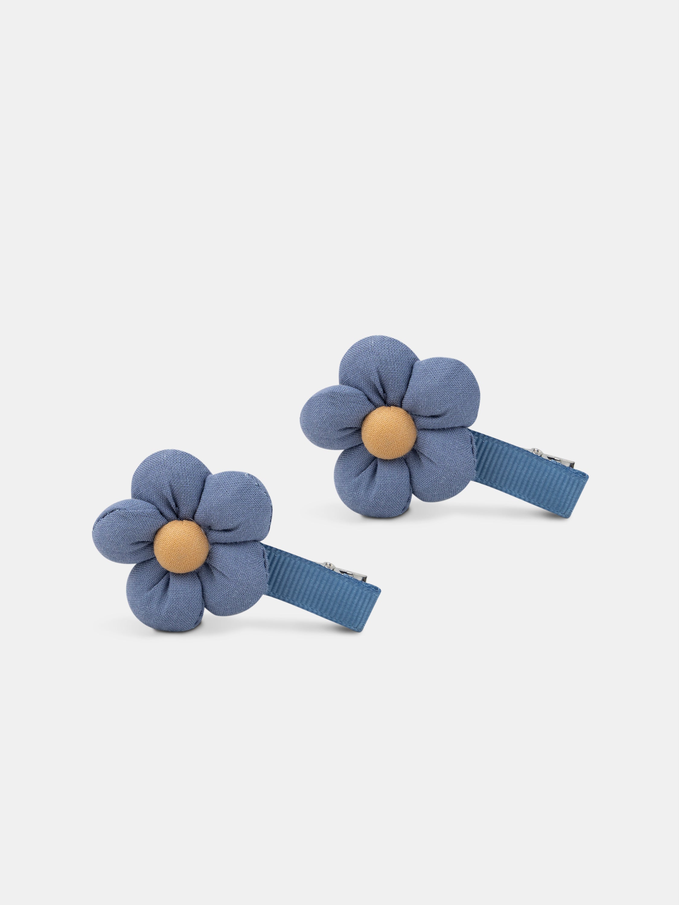 2 barrettes à fleurs bleue Fille