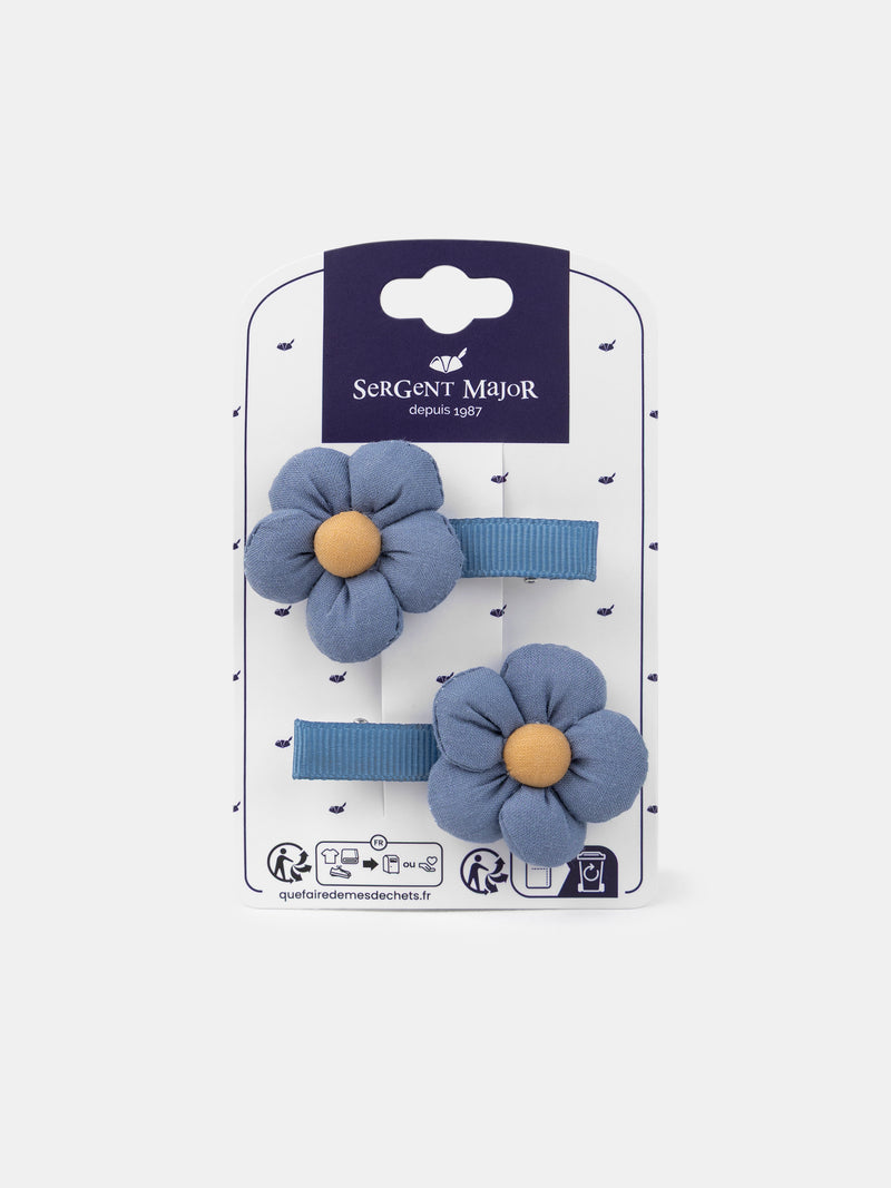 2 barrettes à fleurs bleue Fille