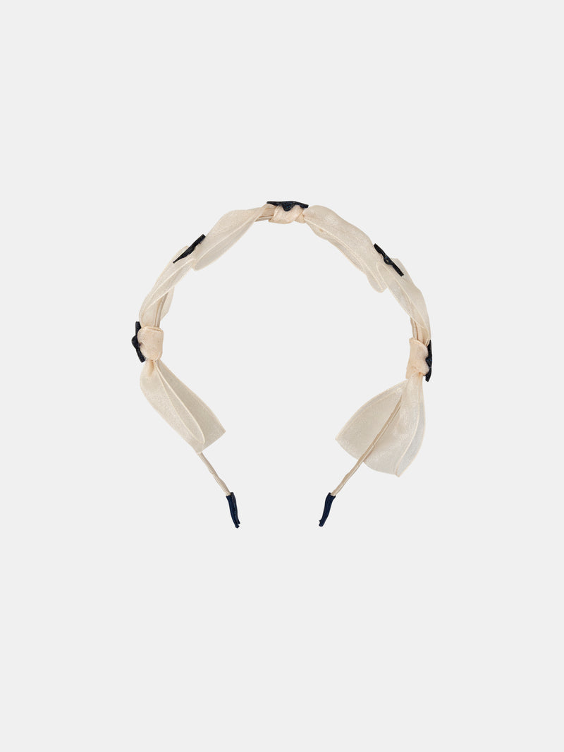 Serre-tête beige en tulle avec étoile pailletés Fille