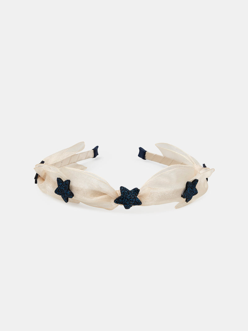 Serre-tête beige en tulle avec étoile pailletés Fille