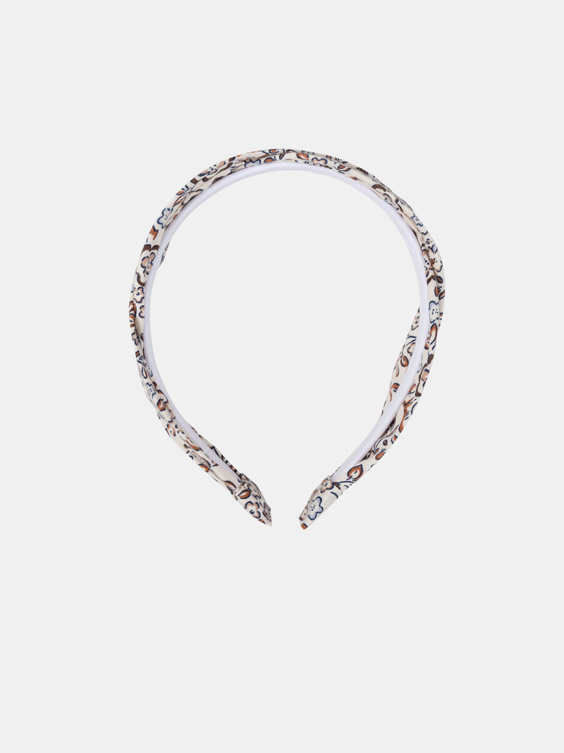 Serre-tête écru imprimé fleuri Fille