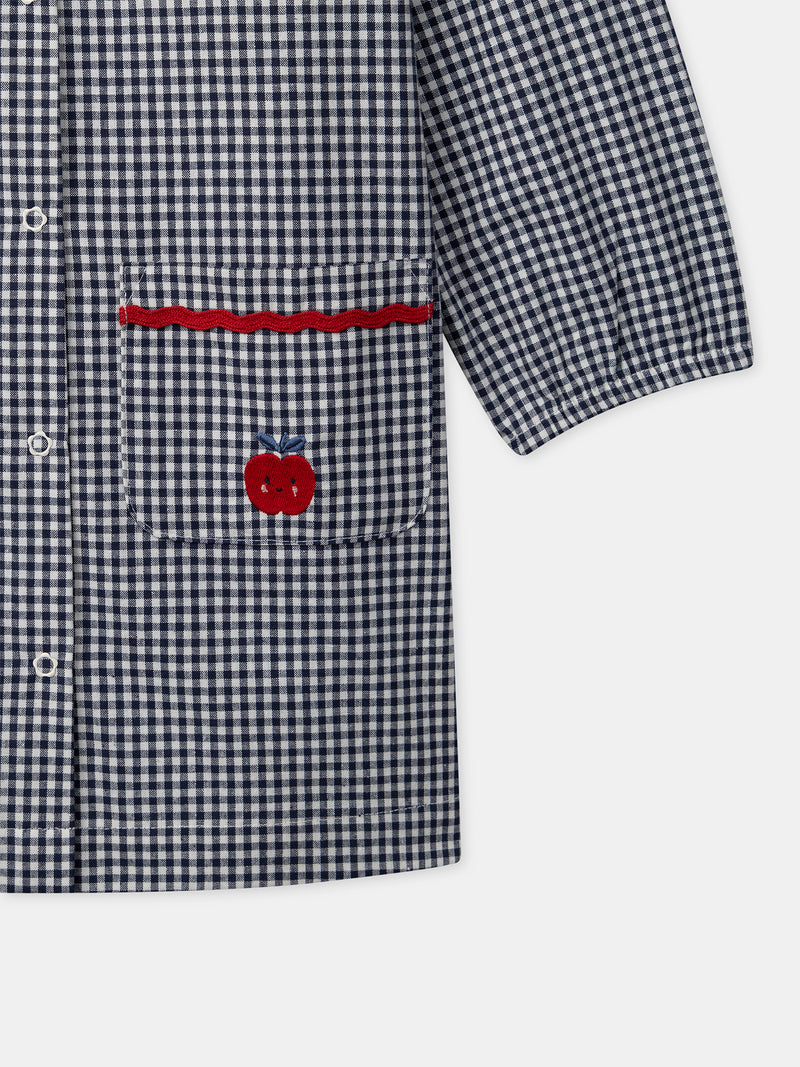 Tablier vichy bleu marine et blanc Fille