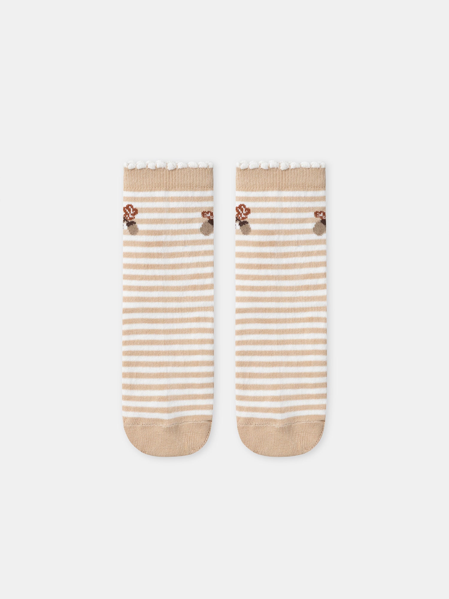 Chaussette à rayures beige et motif glands Fille