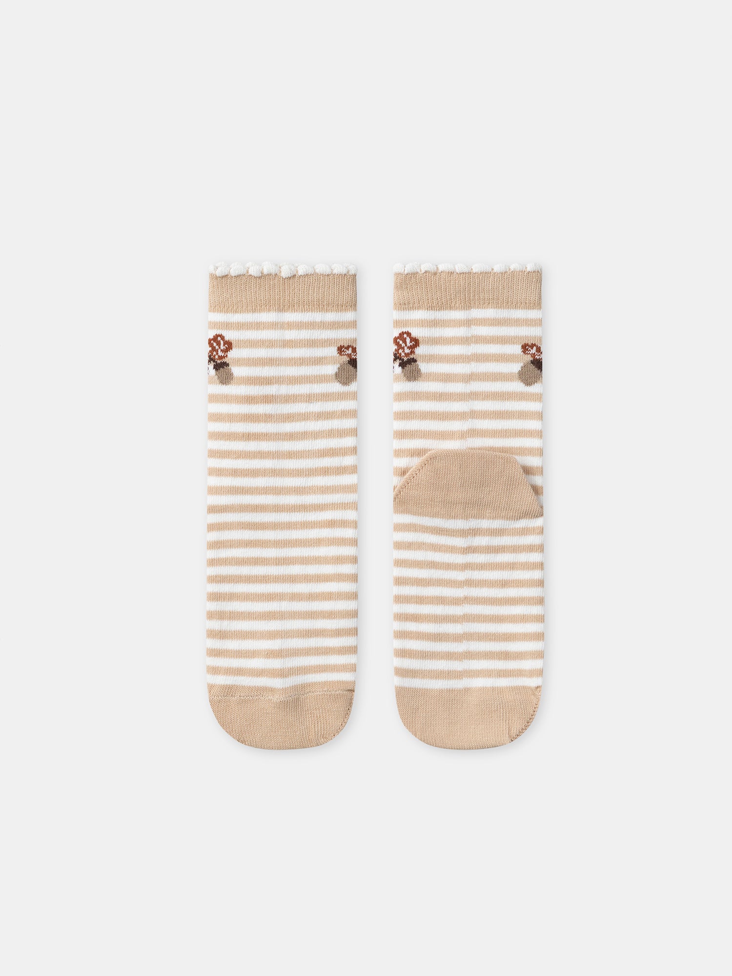 Chaussette à rayures beige et motif glands Fille