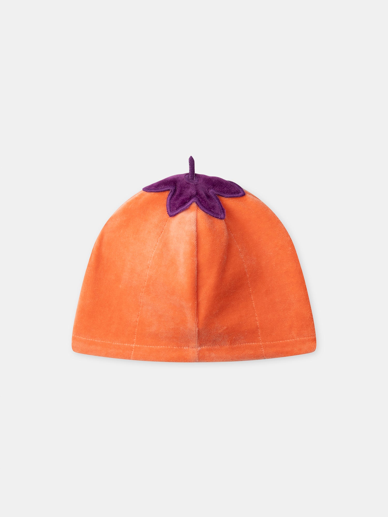 Grenouillère violette en velours + Bonnet citrouille Bébé Fille