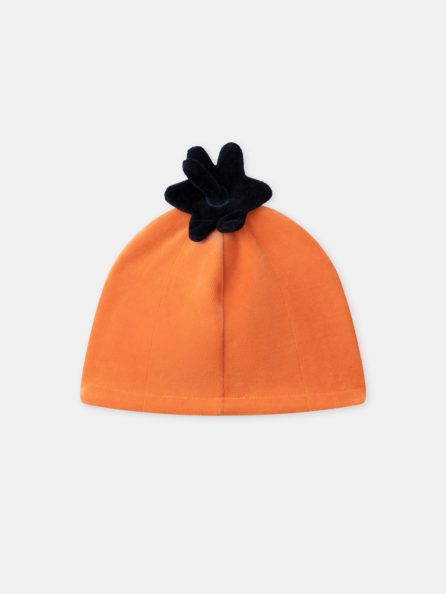 Grenouillère bleu marine en velours + Bonnet citrouille Bébé Garçon