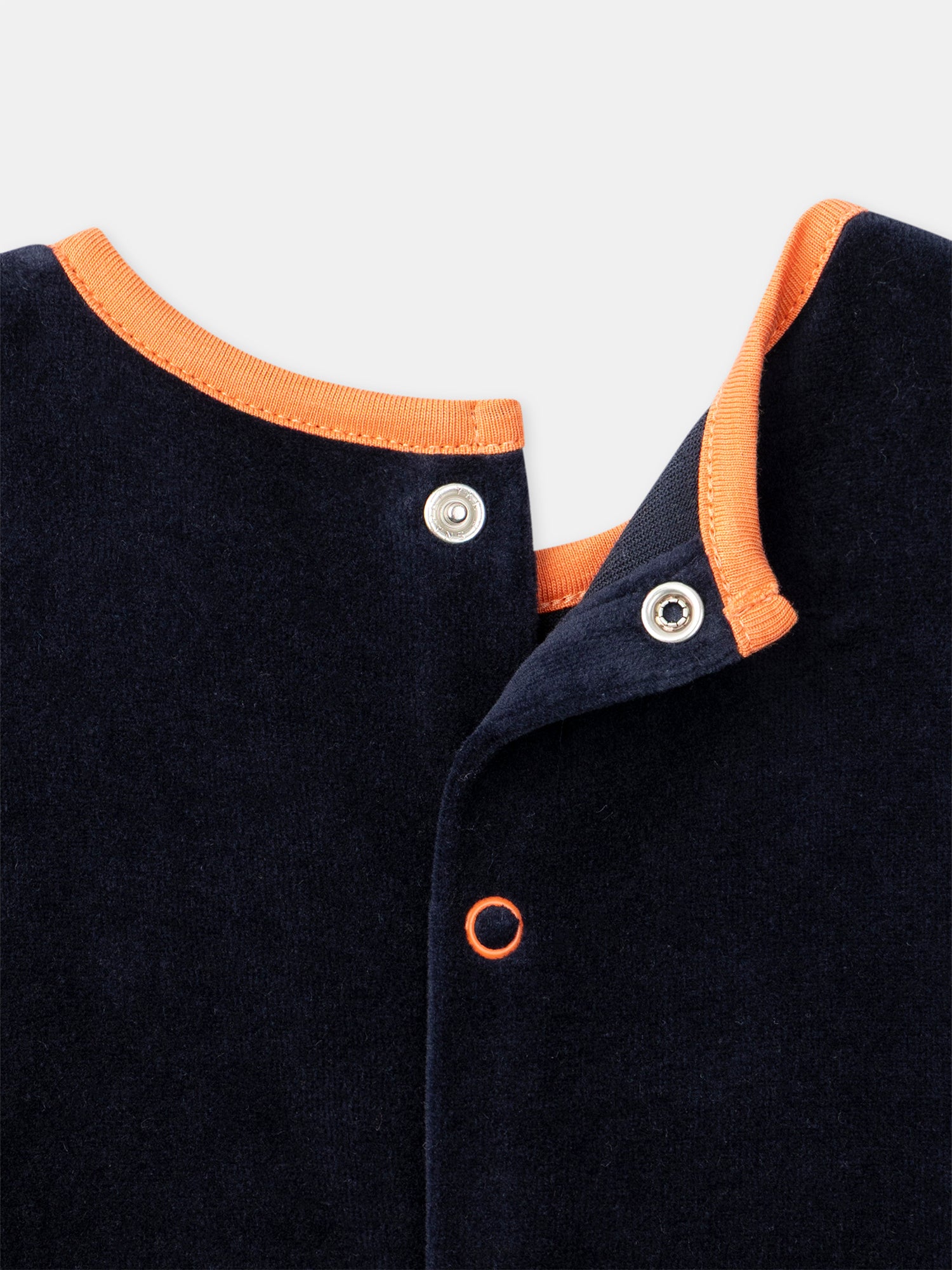 Grenouillère bleu marine en velours + Bonnet citrouille Bébé Garçon