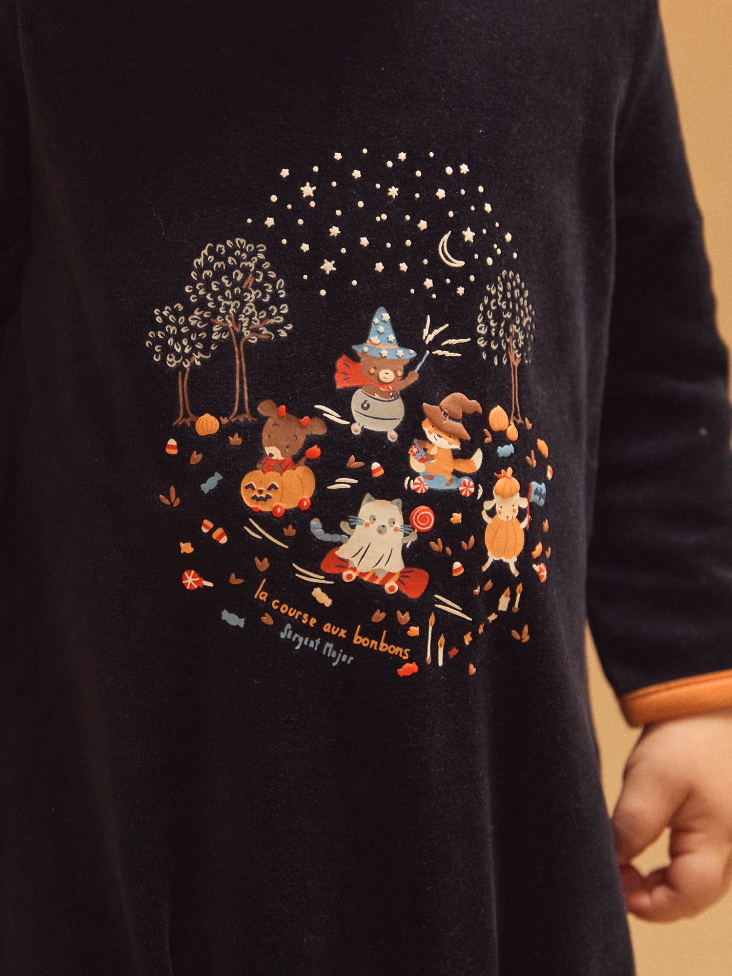 Grenouillère bleu marine en velours + Bonnet citrouille Bébé Garçon