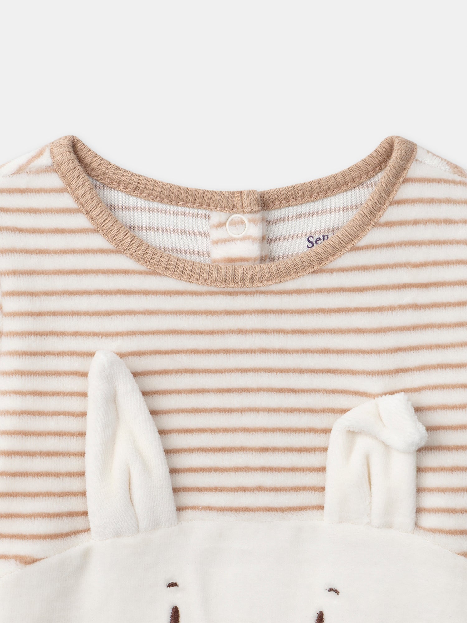 Pyjama écru à rayures et lapin Bébé Garçon