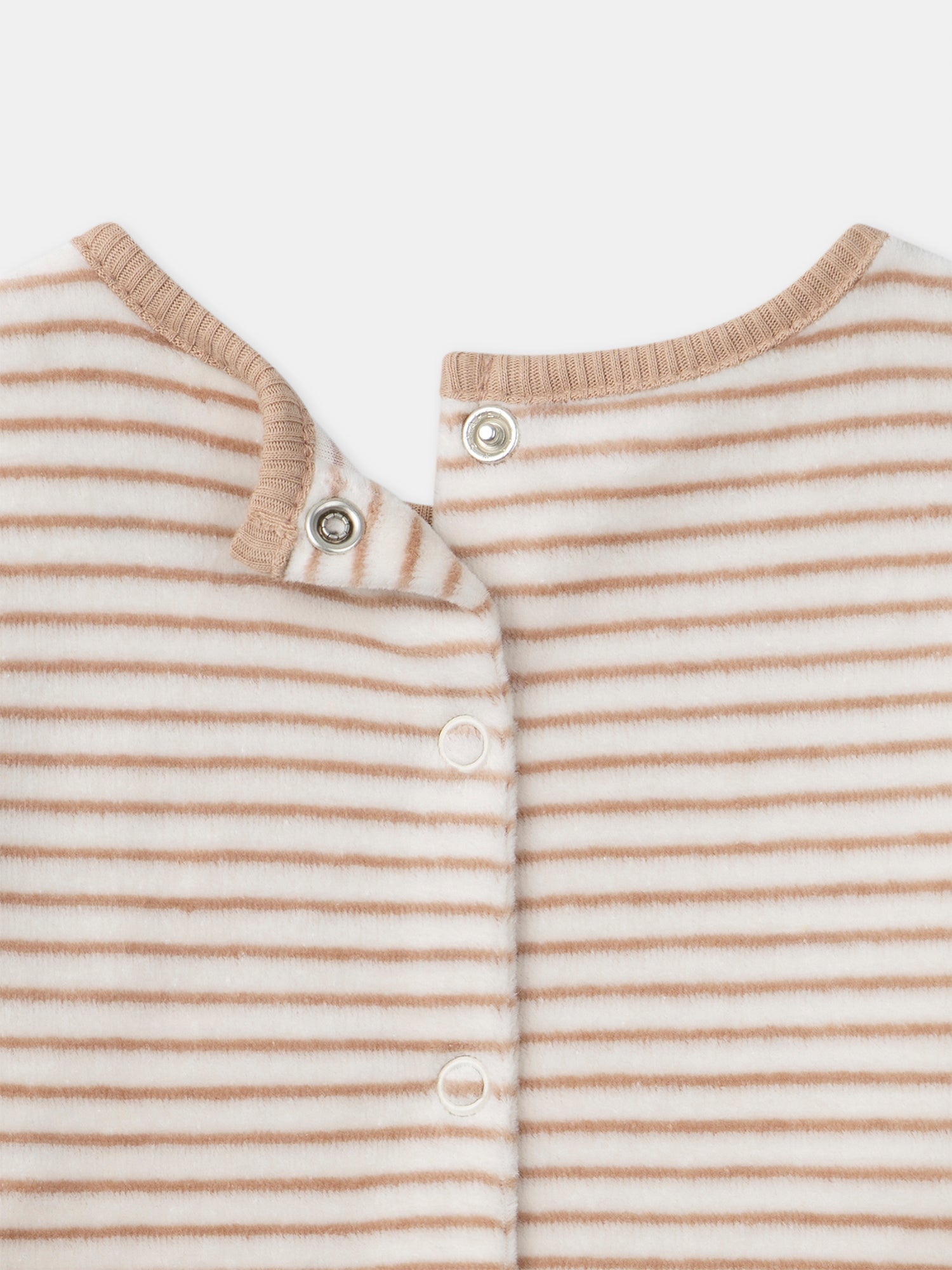 Pyjama écru à rayures et lapin Bébé Garçon