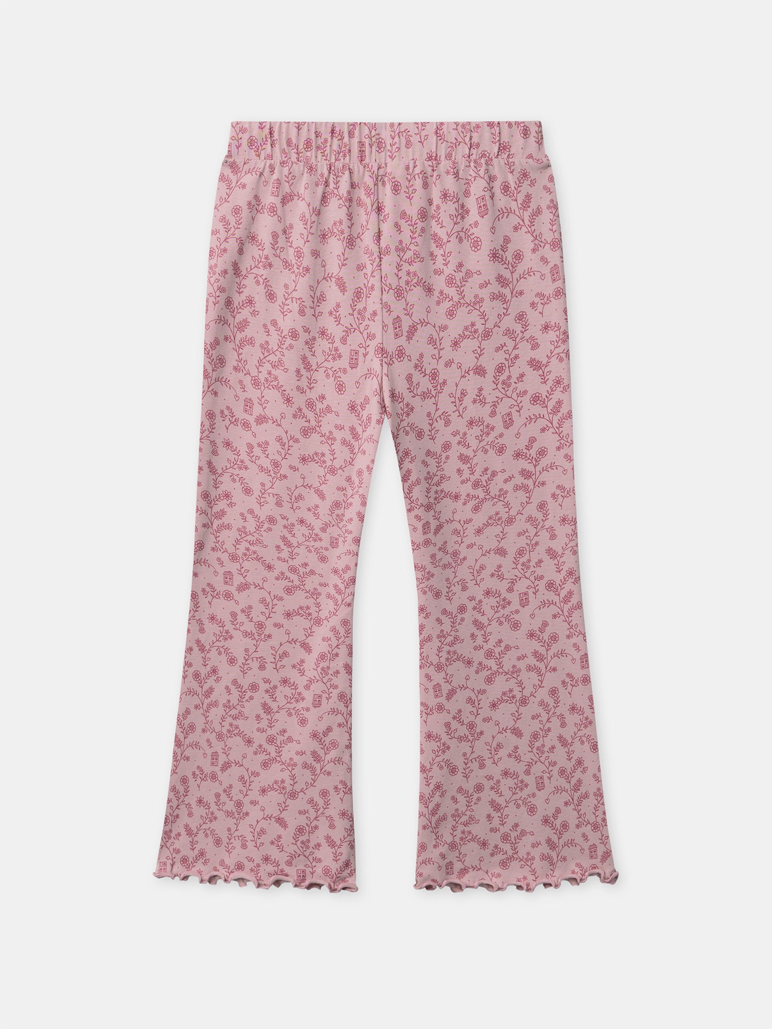 Pyjama rose foncé en velours et imprimé fleuri Fille