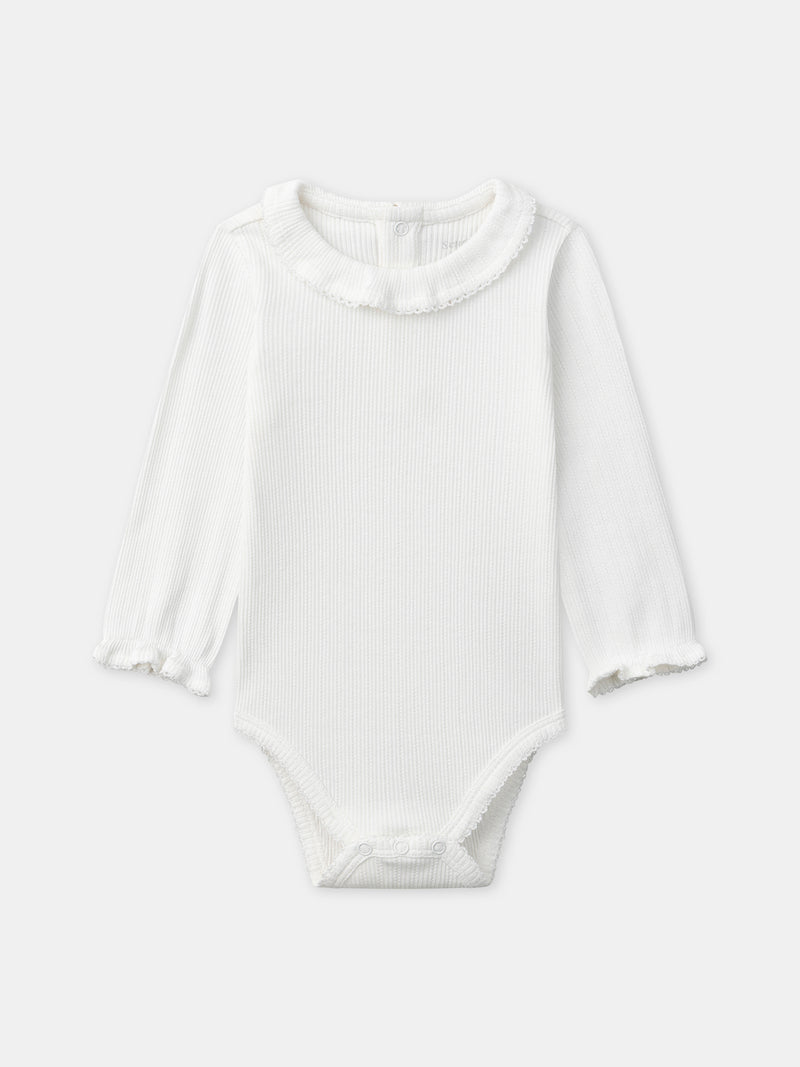 Ensemble combinaison fleuri + body écru + chaussettes à ruban Naissance Fille