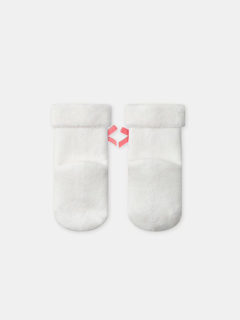 Ensemble combinaison fleuri + body écru + chaussettes à ruban Naissance Fille